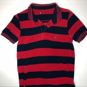 French Connection stripe, red and navy polo